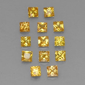 1.73 ct Yellow Sapphire Stone, Natural Sapphire in Princess-Cut Shape for Sale