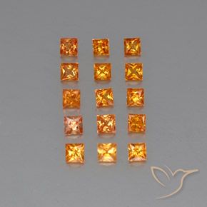 Deep Orange Sapphire Gem - 0.2ct Princess-Cut (ID: 330842)