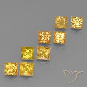 2.02 ctw Golden Sapphire Stones, Natural Sapphire in Princess-Cut Shape for Sale