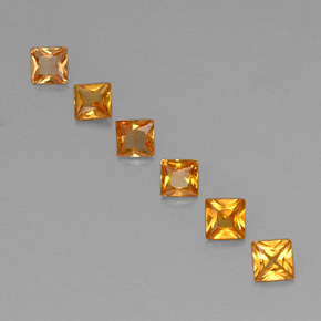 0.91 ctw Orange Sapphire Gemstones, Sapphire Gems in Princess-Cut Shape for Sale.