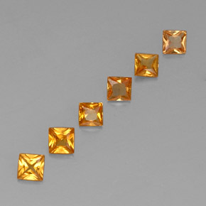 0.91 ctw Orange Sapphire Stones, Natural Sapphire in Princess-Cut Shape for Sale