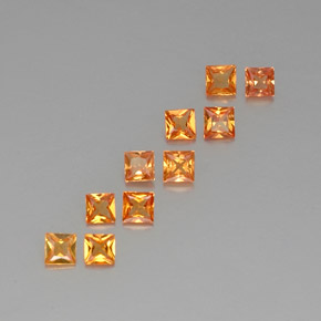 1.52 ctw Orange Sapphire Stones, Natural Sapphire in Princess-Cut Shape for Sale