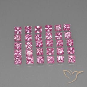 5.70 ctw Pink Sapphire Gemstones, Sapphire Gems in Princess-Cut Shape for Sale.