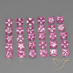 5.70 ctw Pink Sapphire Stones, Natural Sapphire in Princess-Cut Shape for Sale