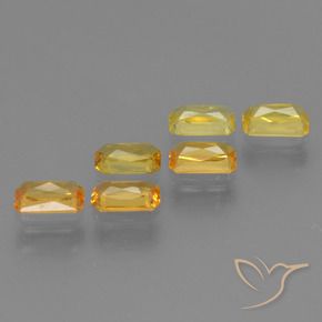Sapphire Gemstones in 4.9 x 2.9 mm Size for Sale, Sapphire Stones in Medium-Light Orange-Gold  Color