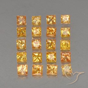 3.40 ctw Golden Sapphire Stones, Natural Sapphire in Princess-Cut Shape for Sale
