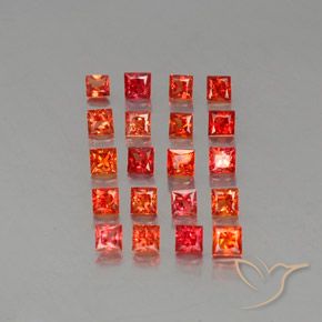 3.03 ctw Red Sapphire Gemstones, Sapphire Gems in Princess-Cut Shape for Sale.