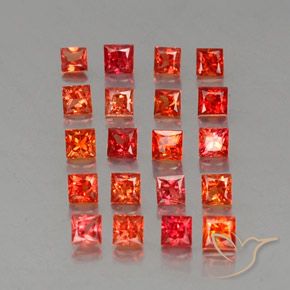 3.03 ctw Red Sapphire Stones, Natural Sapphire in Princess-Cut Shape for Sale