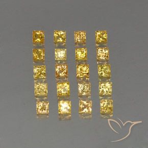 3.14 ctw Yellow Sapphire Gemstones, Sapphire Gems in Princess-Cut Shape for Sale.