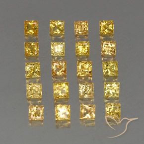 3.14 ctw Yellow Sapphire Stones, Natural Sapphire in Princess-Cut Shape for Sale