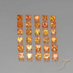 Naranja claro Zafiro Gema - 0.1ct Corte Princesa (ID: 336360)