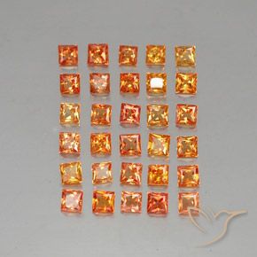 Bright Orange Sapphire Gem - 0.2ct Princess-Cut (ID: 336362)
