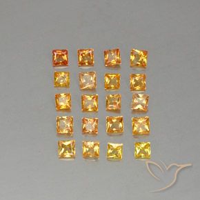 2.50 ctw Orange Sapphire Gemstones, Sapphire Gems in Princess-Cut Shape for Sale.