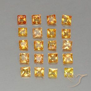 2.50 ctw Orange Sapphire Stones, Natural Sapphire in Princess-Cut Shape for Sale