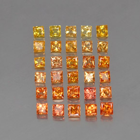 4.19 ctw Orange Sapphire Gemstones, Sapphire Gems in Princess-Cut Shape for Sale.