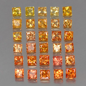 4.19 ctw Orange Sapphire Stones, Natural Sapphire in Princess-Cut Shape for Sale