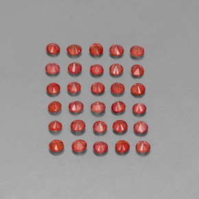 Sapphire Gemstone in 2.5 mm (calibrated) Size for Sale, Sapphire Stone in Red Orange Color