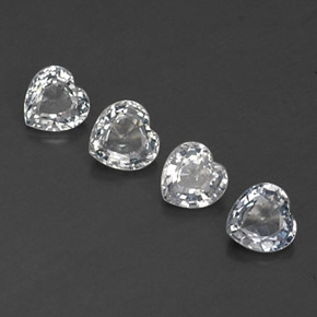1.27 ctw White Sapphire Stones, Natural Sapphire in Heart Facet Shape for Sale