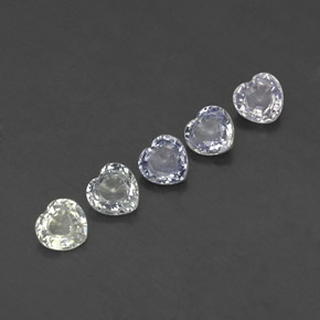 1.89 ctw White Sapphire Gemstones, Sapphire Gems in Heart Facet Shape for Sale.