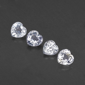 1.55 ct White Sapphire Stone, Natural Sapphire in Heart Facet Shape for Sale