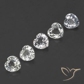 1.69 ct White Sapphire, 4.1 x 4 mm Heart Cut From Sri Lanka, Photo A