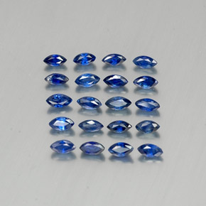 Lot of 20pc Marquise Facet Blue Sapphire from Australia - Size 4.1 x 2.3mm, Weight 2.88ct total / avg. 0.14ct each, Color: Dark Blue, Mohs Hardness 9 suitable for daily wear jewelry, Year of the Tiger Gemstone, Photo A
