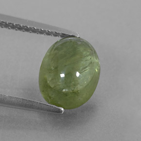 3.07 ct Green Sapphire Gemstone, Sapphire Gem in Oval Cabochon Shape for Sale.