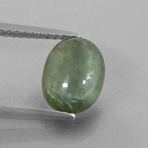 2.43 ct Green Sapphire Gemstone, Sapphire Gem in Oval Cabochon Shape for Sale.