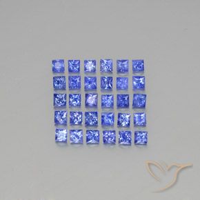 3.3 ct Loose Blue Sapphire, 2.5 x 2.5 mm Princess Cut From Sri Lanka, Photo A