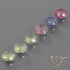 2.71 ctw Multicolor Sapphire Stones, Natural Sapphire in Round Cabochon Shape for Sale