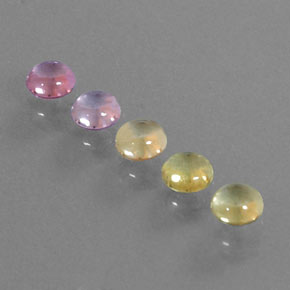 1.71 ctw Multicolor Sapphire Gemstones, Sapphire Gems in Round Cabochon Shape for Sale.