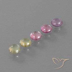 1.84 ctw Multicolor Sapphire Stones, Natural Sapphire in Round Cabochon Shape for Sale
