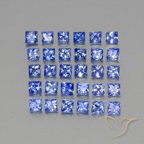 3.74 ctw Blue Sapphire Stones, Natural Sapphire in Princess-Cut Shape for Sale