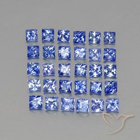 4.09 ctw Blue Sapphire Stones, Natural Sapphire in Princess-Cut Shape for Sale