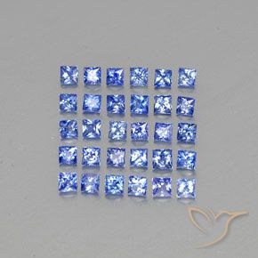 2.42 ctw Blue Sapphire Stones, Natural Sapphire in Princess-Cut Shape for Sale