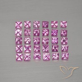 2.69 ctw Pink Sapphire Gemstones, Sapphire Gems in Princess-Cut Shape for Sale.