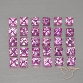 2.69 ctw Pink Sapphire Stones, Natural Sapphire in Princess-Cut Shape for Sale