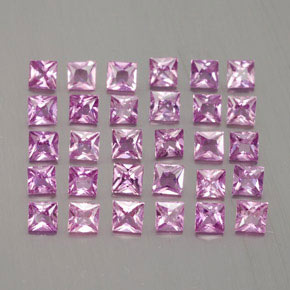 3.40 ct Pink Sapphire Stone, Natural Sapphire in Princess-Cut Shape for Sale