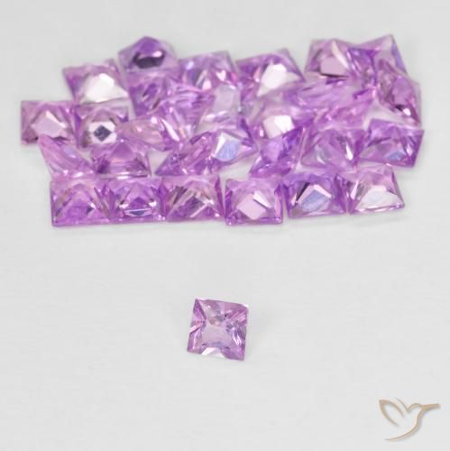 2.57 ctw Purple Sapphire Stones, Natural Sapphire in Princess-Cut Shape for Sale