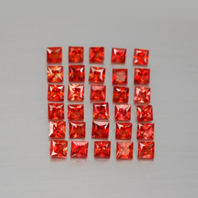 Bright Red Zaffiro Gem - 0.1ct Taglio Princess (ID: 345263)