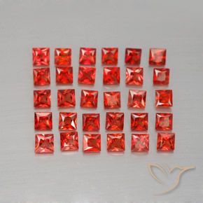 Fire Red Sapphire Gem - 0.1ct Princess-Cut (ID: 345266)