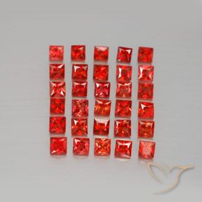 2.91 ctw Red Sapphire Gemstones, Sapphire Gems in Princess-Cut Shape for Sale.