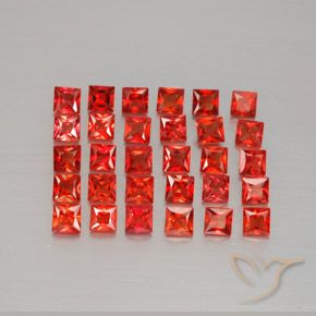 2.75 ctw Red Sapphire Gemstones, Sapphire Gems in Princess-Cut Shape for Sale.