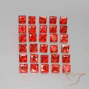 3.15 ctw Red Sapphire Gemstones, Sapphire Gems in Princess-Cut Shape for Sale.