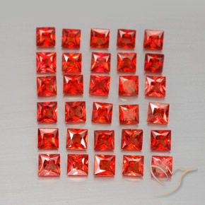 3.15 ctw Red Sapphire Stones, Natural Sapphire in Princess-Cut Shape for Sale