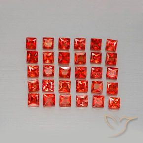 2.75 ctw Red Sapphire Gemstones, Sapphire Gems in Princess-Cut Shape for Sale.