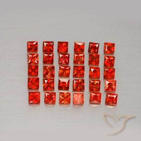 2.51 ctw Red Sapphire Gemstones, Sapphire Gems in Princess-Cut Shape for Sale.
