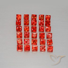 3.36 ctw Red Sapphire Gemstones, Sapphire Gems in Princess-Cut Shape for Sale.