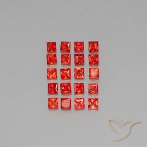 Fire Red Sapphire Gem - 0.1ct Princess-Cut (ID: 345395)