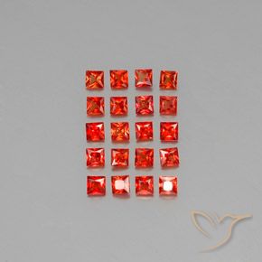 2.46 ctw Red Sapphire Gemstones, Sapphire Gems in Princess-Cut Shape for Sale.